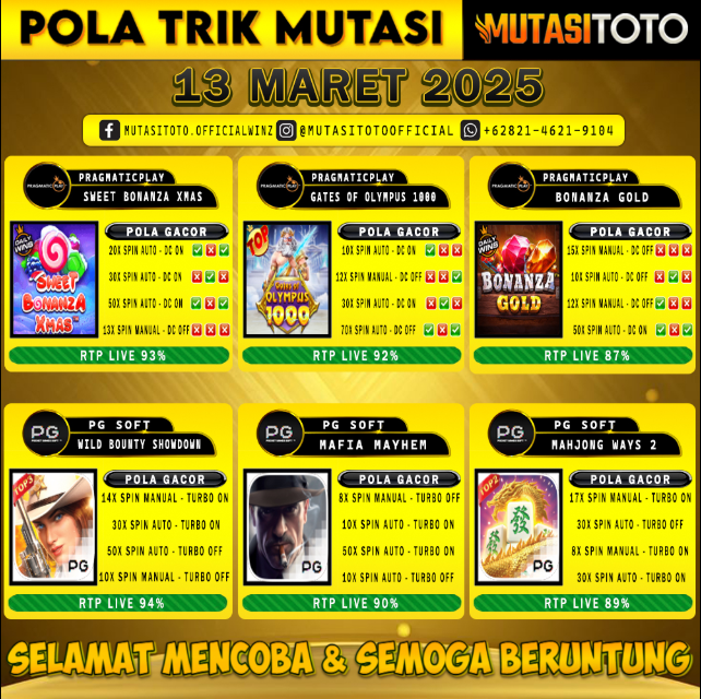 POLA GACOR TERUPDATE 13 MARET 2025 – MUTASITOTO