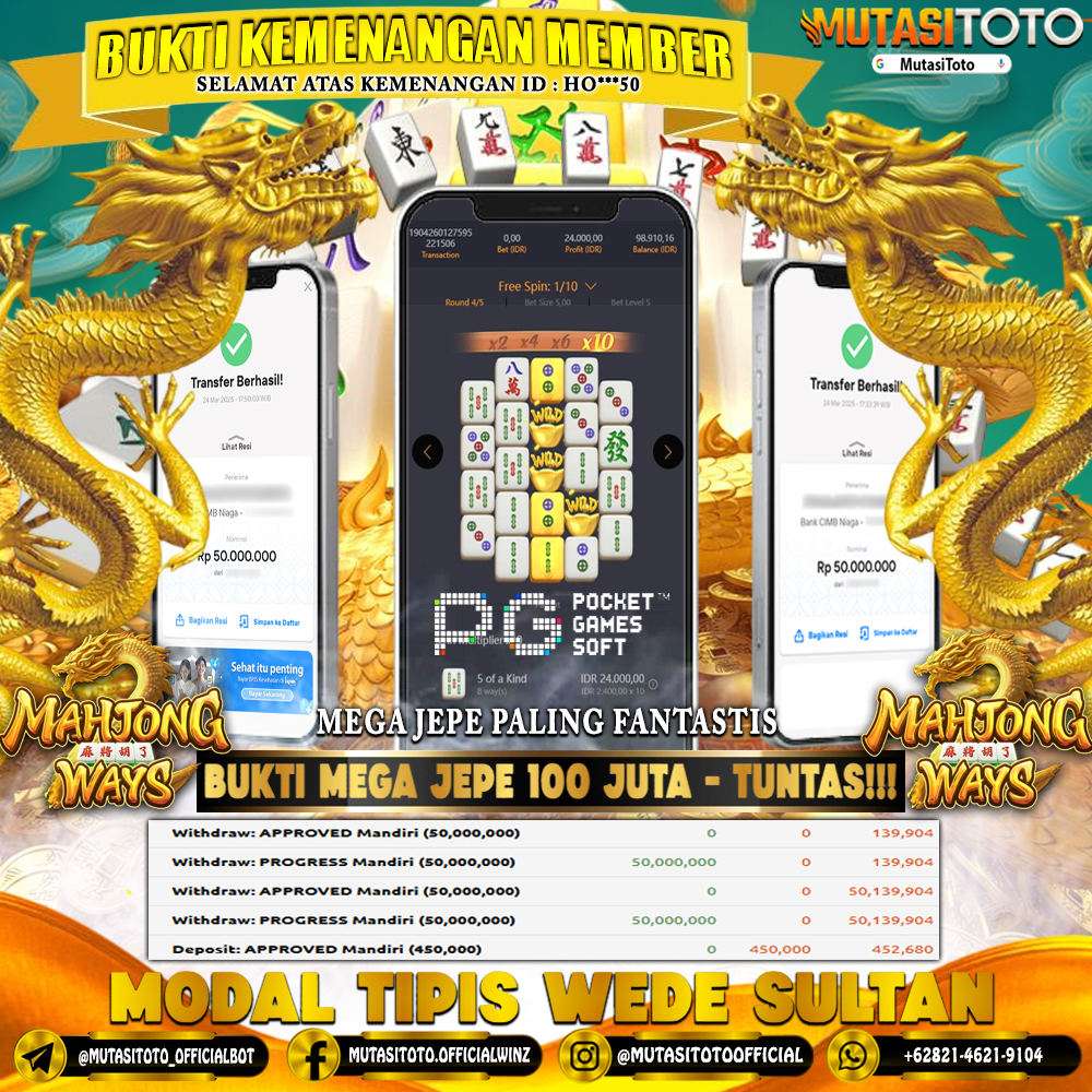 KEMENANGAN MEMBER BERMAIN DI MAHJONG WAYS PG SOFT
