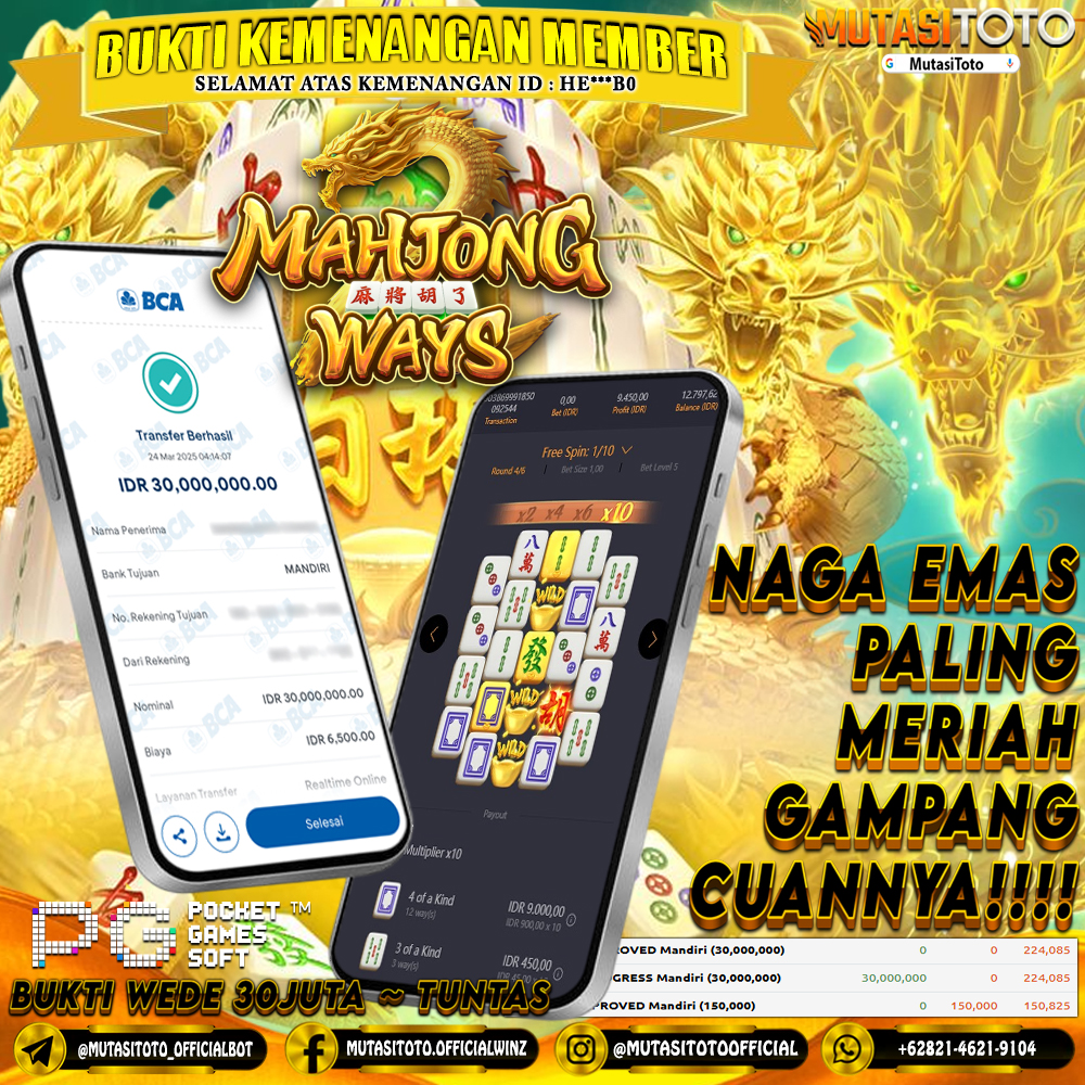 KEMENANGAN MEMBER BERMAIN DI MAHJONG WAYS PG SOFT