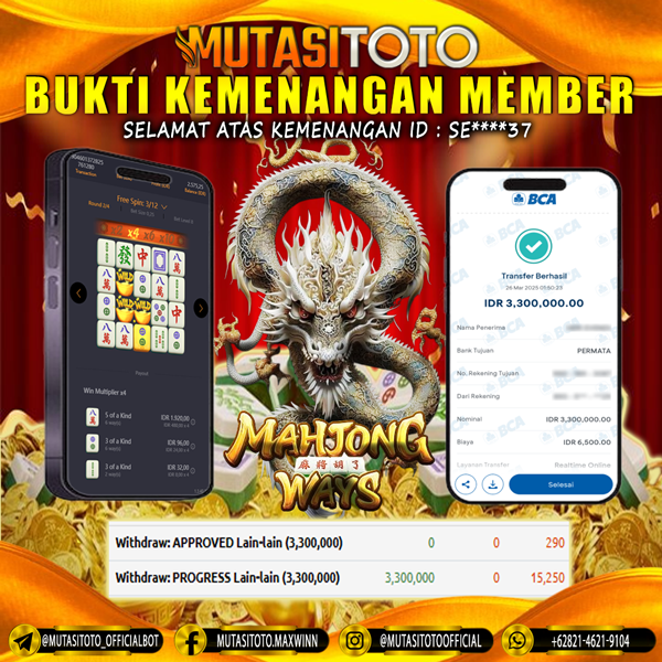 KEMENANGAN MEMBER BERMAIN DI MAHJONG WAYS PG SOFT