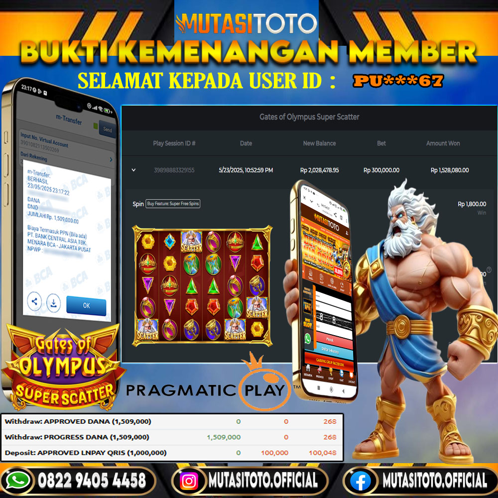 KEMENANGAN MEMBER BERMAIN DI GATES OF OLYMPUS SUPER SCATTER
