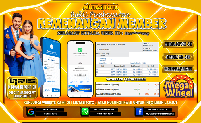 KEMENANGAN MEMBER BERMAIN DI LIVE GAME PP MEGA WHEEL