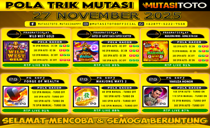 POLA GACOR TERUPDATE 27 NOVEMBER 2025 – MUTASITOTO