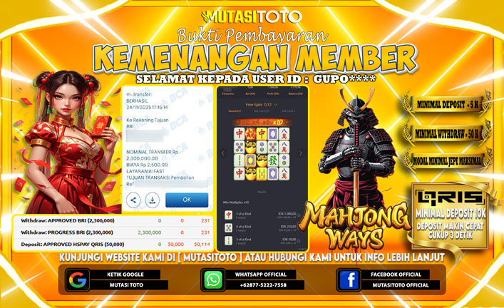 KEMENANGAN MEMBER BERMAIN PG SOFT – MAHJONG WAYS 1