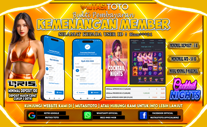 KEMENANGAN MEMBER BERMAIN DI PG SOFT COCKTAIL NIGHT